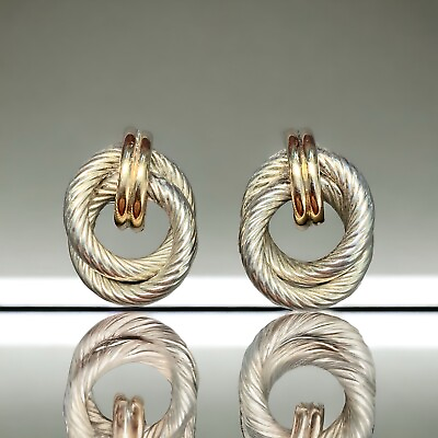 #ad Vintage MB Mazza Bartholomew 14K Gold amp; Sterling Silver Pierced Earrings 5.2 Gm $295.00