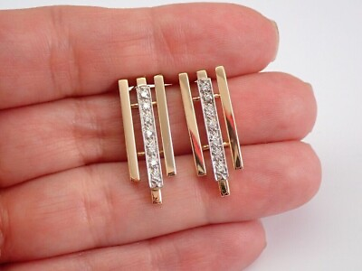 #ad 0.60Ct Round Cut Moissanite Vintage Drop Stud Earrings 14K Yellow Gold Plated $139.43