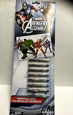 #ad Marvel Avengers Assemble Personalized Coloring by Numbers NEW BJ $12.95