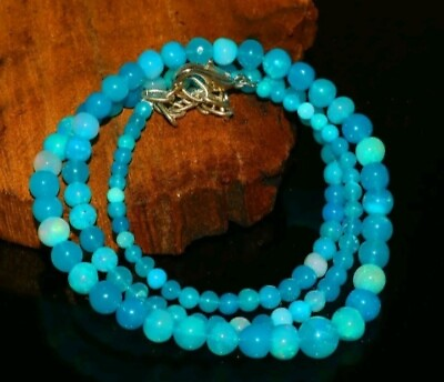 #ad 16quot; Natural Ethiopian Opal Balls Necklace Blue Fire 3 8MM Opal Gemstone Necklace $25.65