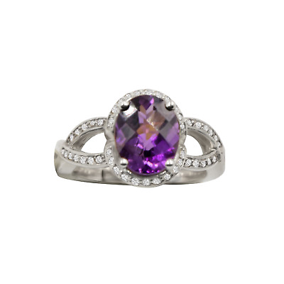 #ad Amethyst Ring Natural 10x8 oval.Set in14K Gold with Diamonds.Free Shipping USA $980.00
