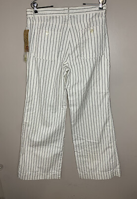#ad Ralph Lauren Jeans Co Polo 10P Petite Ivory Black Pinstripe Wide Leg Denim Jeans $39.95