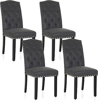 #ad Tufted Velvet Dining Room Chairs Set of 4 With Wood Legs Armchair Kitchen Modern $373.99
