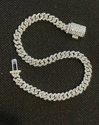 #ad GLD Shop Signature White Gold Plated Prong 7” Bracelet 5mm Iced 14k $52.00
