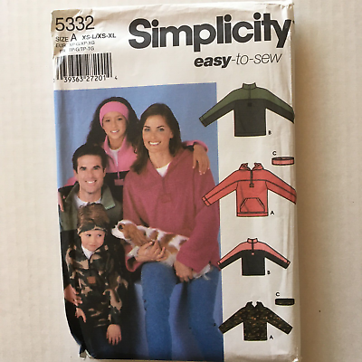 #ad Simplicity 5332 Pullover Jacket Casual Child Teen Adult Sewing Pattern UNCUT $3.50