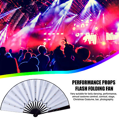 #ad Party Rave Fan LED Glowing Colorful Chinese Hand Held Folding Fan w Remote Contr $14.89