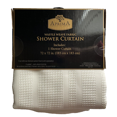 #ad Aprima Waffle Weave Fabric Shower Curtain Ivory Pearl 72x72 Luxe Edition b5 $10.00