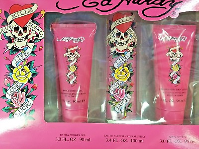 #ad Ed Hardy by ED HARDY 3 Piece EDP GIFT SET for Women SPRAY LOTION GEL * NEW BOX * $79.99