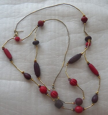 #ad Casual Corner Red Purple amp; Gold Tone Beads Necklace #jewelry #necklace #fashion $6.52