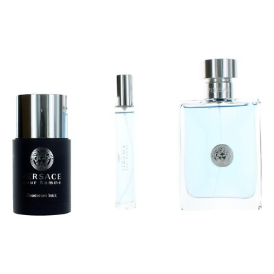 #ad Versace Pour Homme by Versace 3 Piece Gift Set men with Deodorant Stick $60.93