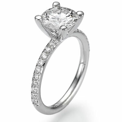 #ad 2.13 CT Natural Round Cut Enhanced Diamond Engagement Ring 14K White Gold G SI1 $4671.00