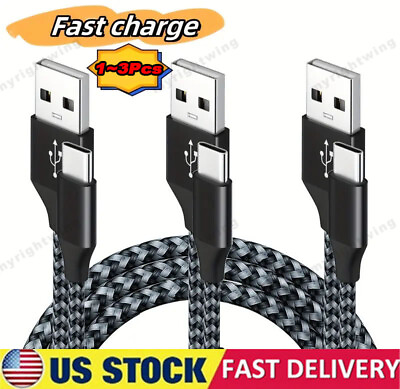 #ad 3Pack Braided 3 6 10Ft USB to Type C Cable Fast Charger Charging Data Sync Cord $9.19