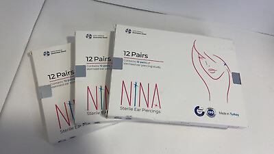 #ad NINA 12 Pair Stainless Steel Hypoallergenic Stud Earrings for Piercing 3 Box Lot $50.00