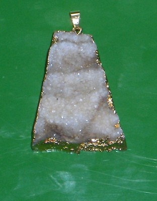 #ad NATURAL WHITE DRUZY 14K GOLD PLATED 2.2quot; PENDANT A PIECE OF NATURE $15.99