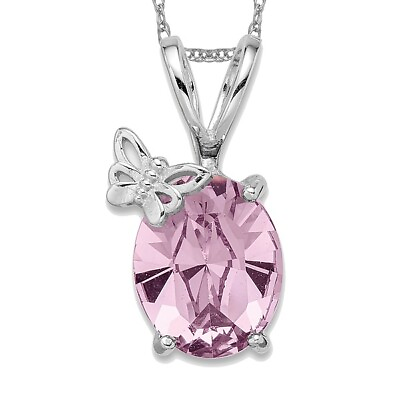 #ad 925 Sterling Silver Pink Crystals Butterfly Necklace Charm Pendant $164.00