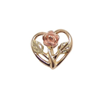 #ad Solid 10K Yellow Rose Multi Tone Gold Diamond Cut Heart Love Rose Flower Pendant $95.78
