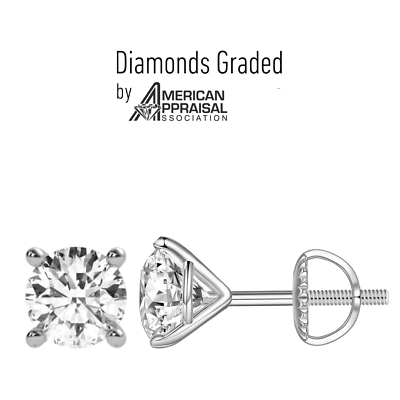 #ad 3.02 Carat E VS2 Certified Lab Diamond Martini Style Studs 14K White Gold $1456.95