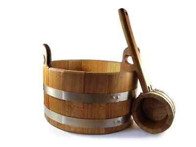 #ad oak bucket for a bath for 10 liters and a ladle for water made of oak. $330.00