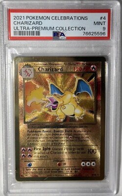 #ad Pokémon: Charizard #4 GOLD Ultra Premium Collection Celebrations 2021 Card PSA 9 $188.34