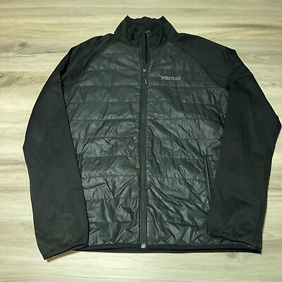 #ad Marmot Jacket Mens Large Black Full Zip Mock Neck Quilted Winter Light Weight $28.88