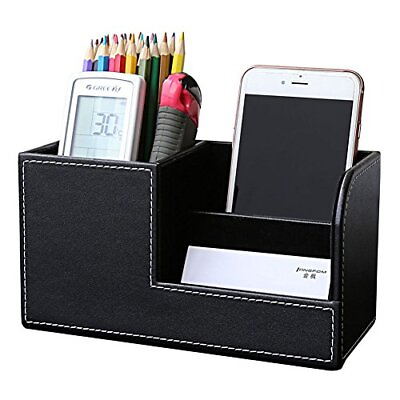 #ad Desk Organizer Office Supplies Caddy Pu Leather Multi function Storage Box Pe... $27.78