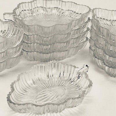 #ad EAPG Set of 12 Federal Glass Leaf Shape Bowl Side Dish Fluted 6quot; x 4quot; 1930s $25.00