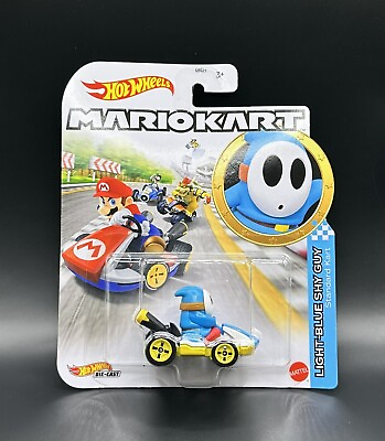 #ad Hot Wheels Mario Kart Light Blue Shy Guy Standard Kart Die Cast “NEW” Free Samp;H $12.95