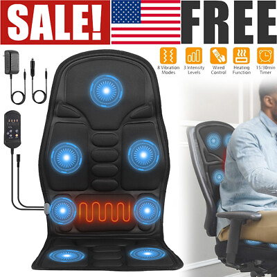 #ad 8 Modes Full Body Electric Seat Cushion Vibration Back Massage Mat Car Home Use $26.47