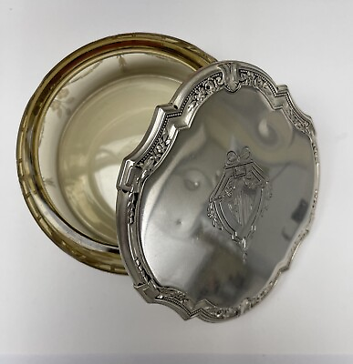#ad Antique Sterling Silver Covered amp; Yellow Glass Vanity Jar Top 92 Grams. $195.75
