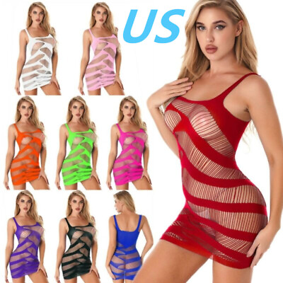 #ad Women Sexy Hollow Out Bodycon Mini Dress See through Short Dress Party Clubwear $6.96