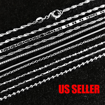 925 Silver Plated 9 Styles Snake Chain Fashion Necklace Women 16quot; 18quot; 20quot; 22quot; 24 $3.95