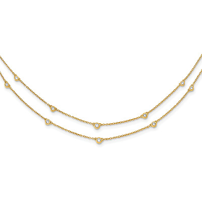 #ad Lex amp; Lu 14k Yellow Gold Lab Grown Dia. Multi Station Double Strand Necklace $937.99