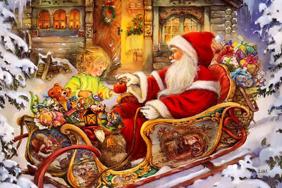 #ad Unique Gift Home Wall Decor Christmas Santa Claus Oil Painting Printed On Canvas $199.00