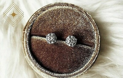 #ad 3 Ct Round Cut Certificated Real Moissanite Stud Earrings 14K White Gold $240.12