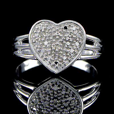 #ad Heart Anniversary Ring Valentine Gift Natural Diamond Accent 925 Sterling Silver $50.59
