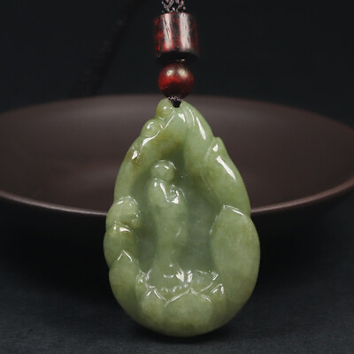 #ad Certified Grade A 100% Natural Green Jadeite Jade Pendant Handmade Buddha 16807 $36.96