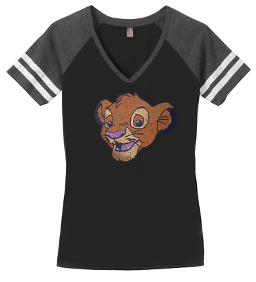 #ad Women#x27;s Lion King Simba Disney T Shirt Ladies Tee Shirt S 4XL Bling V Neck $34.99