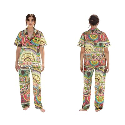#ad Cotton Pajamas Pjs Women#x27;s Pyjama Set Patchwork Print Nightwear Evening Dress $29.36