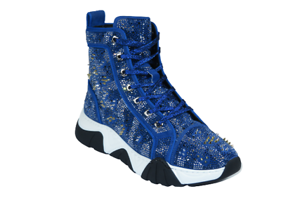 #ad Mens High Top Shoes By FIESSO AURELIO GARCIASpikes Rhine stones 2412 Navy Blue $199.99