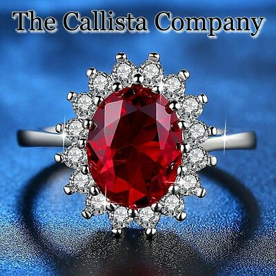 #ad LAB CREATED 3.0 CT OVAL CUT RED 3ACZ SET IN RHODIUM RING FOR WOMEN SZ 6789 $19.88