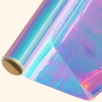 #ad 34in x 50ft Iridescent Cellophane Wrap Roll Extra Wide Iridescent Film Cellop... $24.97
