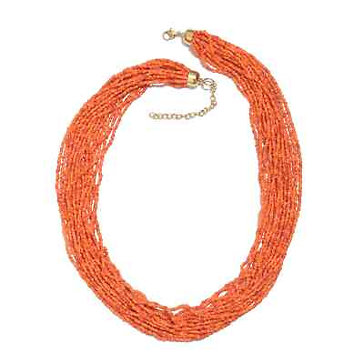 #ad Orange Seed Multi Strand Beaded Necklace for Women Size 24quot; Birthday Gifts $15.19
