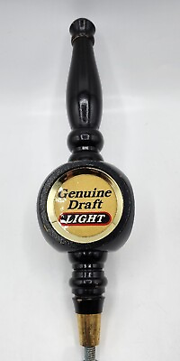 #ad Genuine Draft Light Beer Tap Handle 12quot; Tall Black Three Sided Vintage Wood $19.99