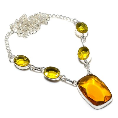 #ad Citrine Gemstone Handmade 925 Sterling Silver Jewelry Necklace 18quot; $20.00