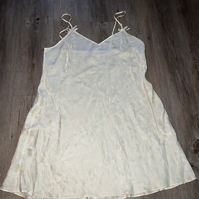#ad 100% Silk Chemise Slip Dress Ivory Floral Intimates Lingerie 36” Bust Babydoll $39.95