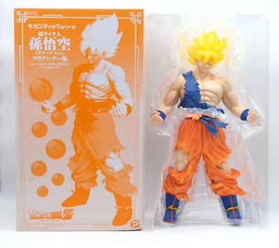 #ad X PLUS Gigantic Dragon Ball Z Super Saiyan Goku Damage Ver Clear Hair Figure 18quot; $261.00