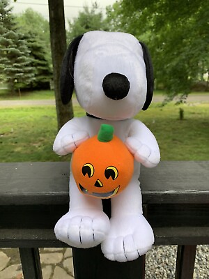 #ad Snoopy Holding Pumpkin Halloween Theme 13quot; Plush Peanuts Toy Stuffed Animal $9.99