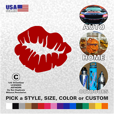 #ad GFX 1: SEXY LIPS Kiss Print PICK SIZE COLOR Outdoor Vinyl Sticker Graphics $18.99