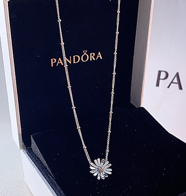 #ad NWT PANDORA Necklace 925 Ale Daisy Flower Necklace 398964C01 45 17.7in $47.99