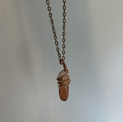 #ad Handmade Raw Red Calcite Wire Wrapped Crystal Pendant Necklace 18inch Chain $12.00